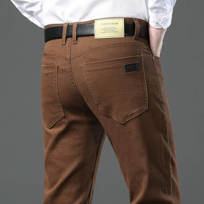 Men's New 92% Cotton Spring Autumn Jeans Stretch Straight Fashion Business Office Trousers Male Casual Plus Size Denim Pants