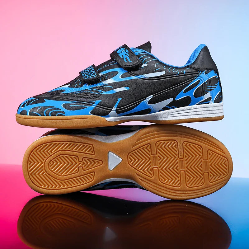 Soccer Shoes with Patent Leather Upper for Kids, Multicolor TF Training Styles