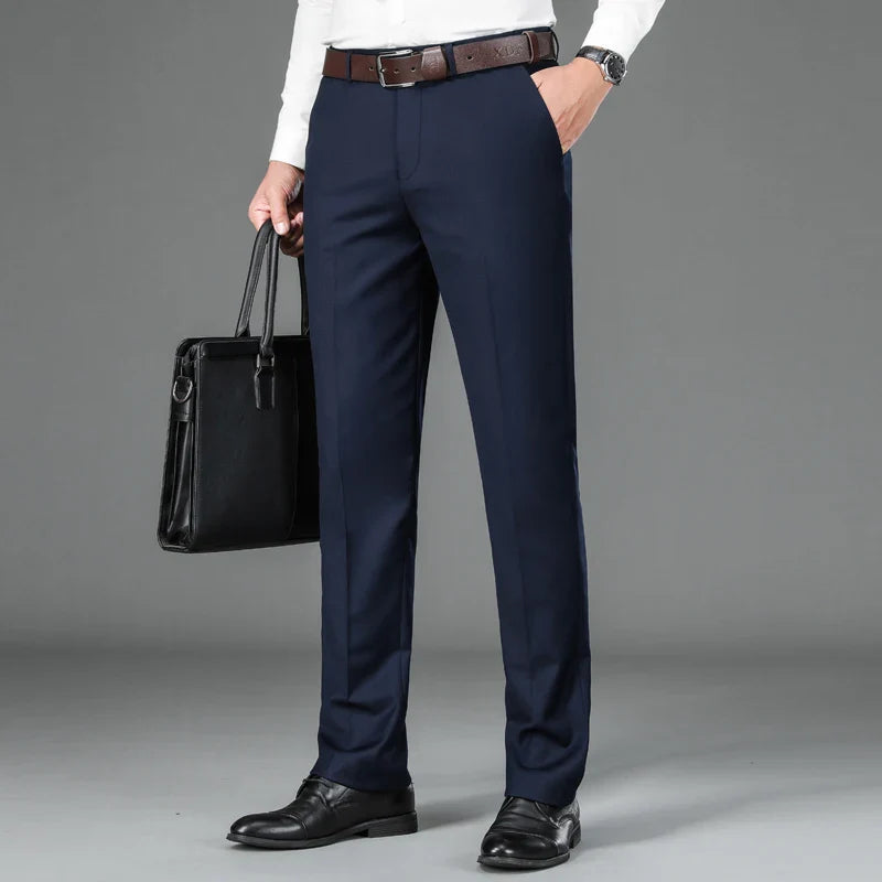 Spring Summer Suit Pants Men Smart Casual Solid Color Dress Pants Classic Straight Fashion Office Suit Trousers Mens Clothing
