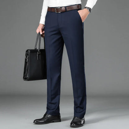 Spring Summer Suit Pants Men Smart Casual Solid Color Dress Pants Classic Straight Fashion Office Suit Trousers Mens Clothing