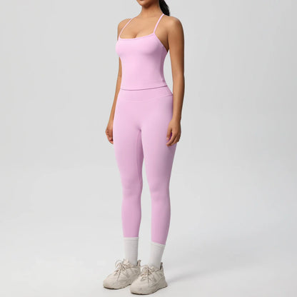 2PCS Yoga Set Nude Feeling Workout Sets Women Tracksuit Gym Push Up Fitness Running Workout Sportwear Sport Bra Leggings Suit