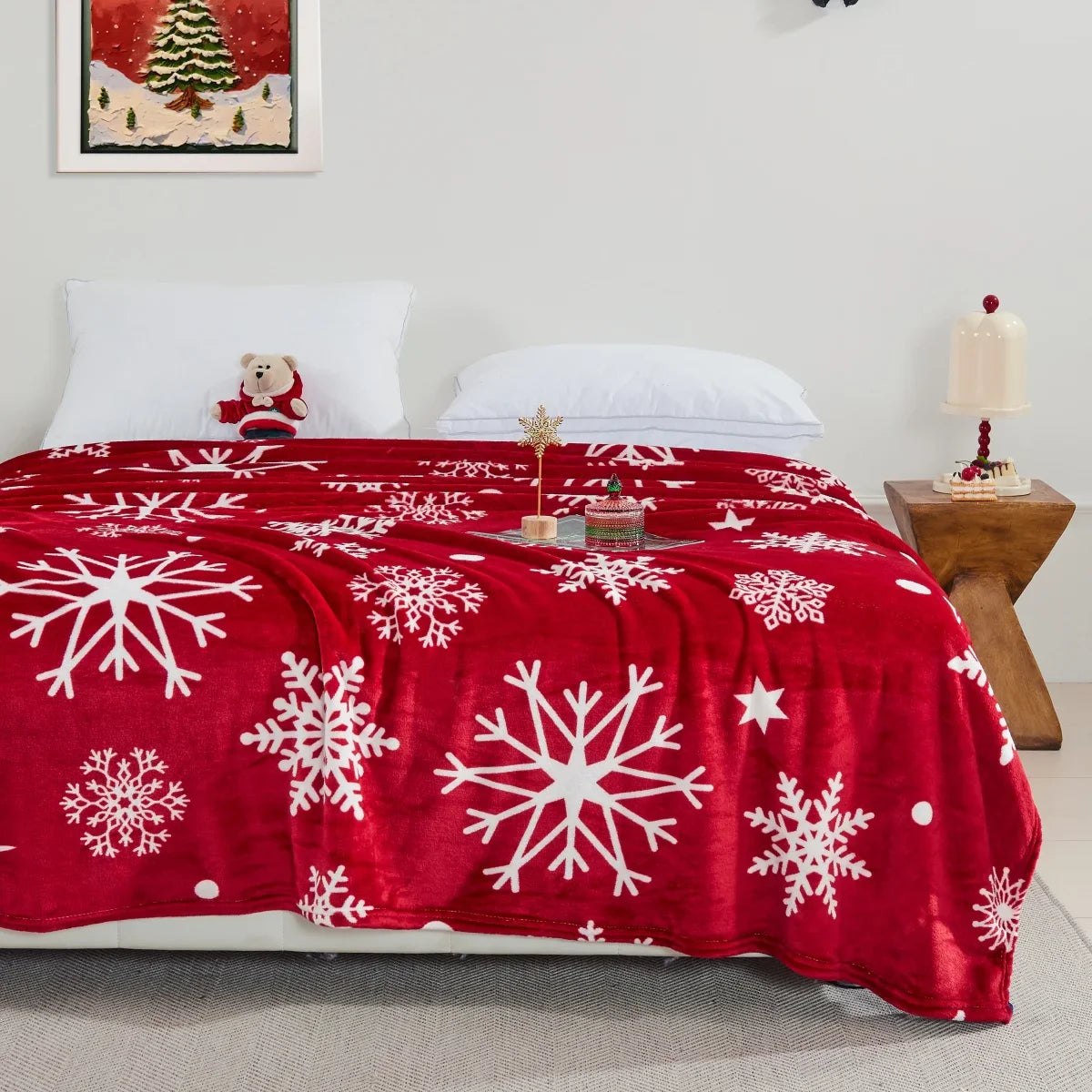 Christmas Style Double-sided Velvet Blanket Queen King Size Suitable for Autumn Winter Milk Velvet Quilt Queen King Size
