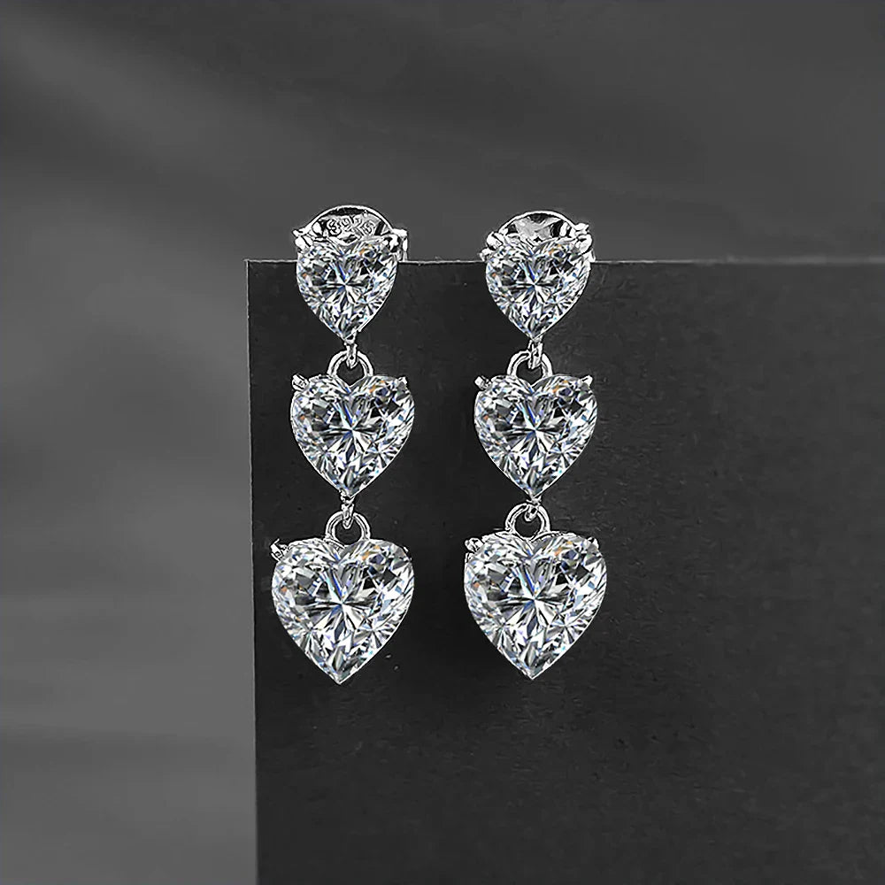 Certified 5cttw Full Moissanite Drop Earrings for Women Heart Cut Lab Diamond Stud Earring 925 Sterling Silver Fine Jewelry