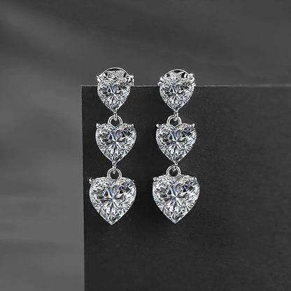 Certified 5cttw Full Moissanite Drop Earrings for Women Heart Cut Lab Diamond Stud Earring 925 Sterling Silver Fine Jewelry
