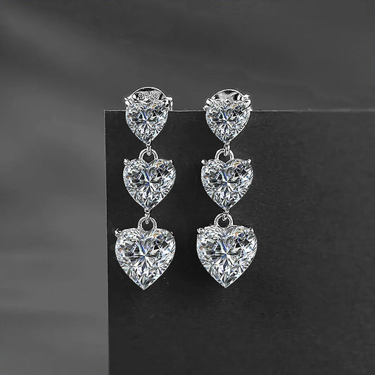 Certified 5cttw Full Moissanite Drop Earrings for Women Heart Cut Lab Diamond Stud Earring 925 Sterling Silver Fine Jewelry