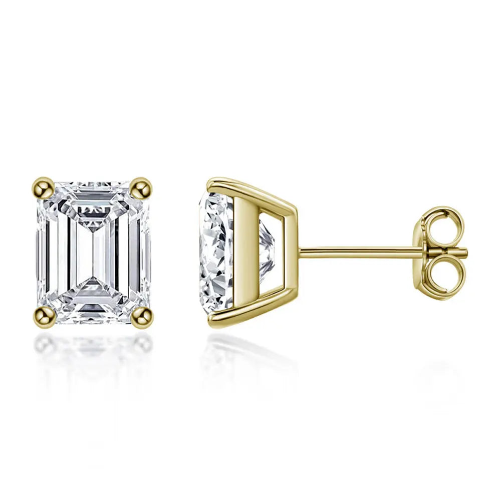 D VVS1 Emerald Cut Moissanite Earring s925 Sterling Sliver Plated with 18k White Gold Earrings for Women Fine Jewelry