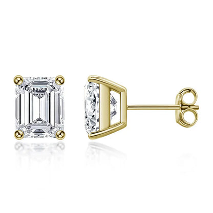 D VVS1 Emerald Cut Moissanite Earring s925 Sterling Sliver Plated with 18k White Gold Earrings for Women Fine Jewelry