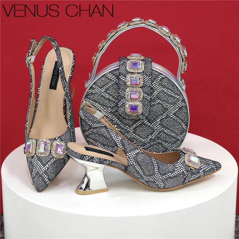 Ladies High Quality Women's Pumps And Bag Italian Fashion Design Dark Green Color Bag For Nigeria Wedding Party