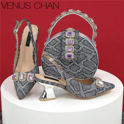 Ladies High Quality Women's Pumps And Bag Italian Fashion Design Dark Green Color Bag For Nigeria Wedding Party