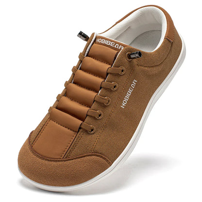 Wide Toe Barefoot Shoes for Unisex Minimalist Artificial Leather Sneakers Lightweight Adjustable Slip On Walking Shoes