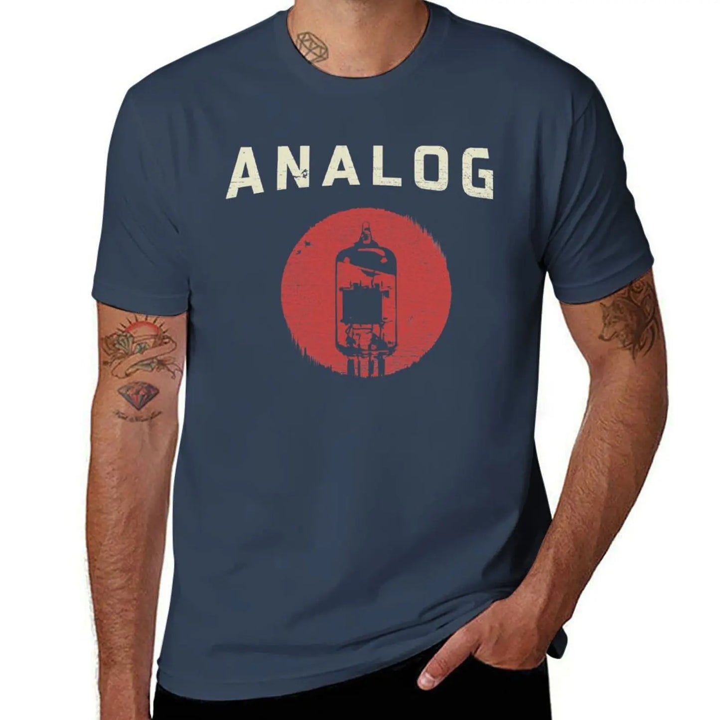 Vacuum Tube Analog Distressed Effect T-Shirt summer top graphic t shirts sweat sublime mens t shirts top quality