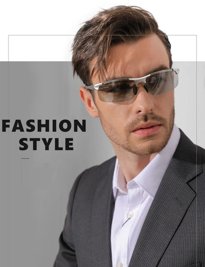 Aluminum Photochromic Sunglasses Men Polarized Day Night Driving Chameleon Glasses Anti-Glare Change Color Sun Glasses UV
