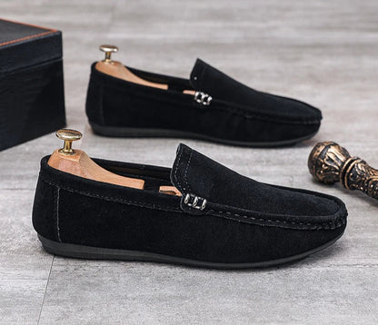 Novos Sapatos Masculinos de Primavera e Outono Estilo Social, Camurça, Sapatilhas Loafer, Couro Fosco Casual para Jovens