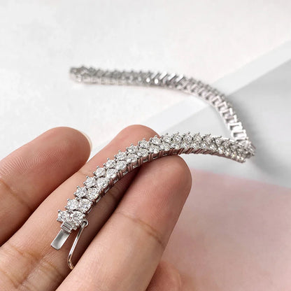 Double Row Full 2.5/3mm Round Cut Moissanite Tennis Bracelet D Color Lab Diamond 925 Silver Women Man Link Bracelets Gift