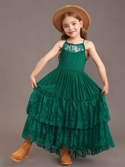 Summer Girls Lace Dresses Kids Flower Girl Wedding Princess Party Dress Vestidos Costume Children Clothing For 4-14Years