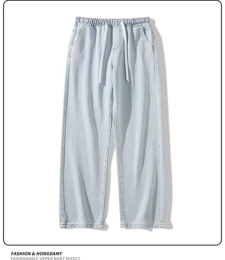 Calça Jeans Masculina Primavera Outono Tendência High Street Reta Perna Larga Roupas Masculinas Calça Jeans Corte Reto