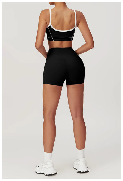 Yoga Set Women Sport Bra Gym Workout Legging High Waist Wide Flare Pant Fitness Sports Shorts Active Wear Suit