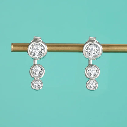 2 in 1 Round Bubble Full D Color Moissanite Stud Earrings for Women 925 Silver All Diamond Earring Pierced Ear Fine Jewelry