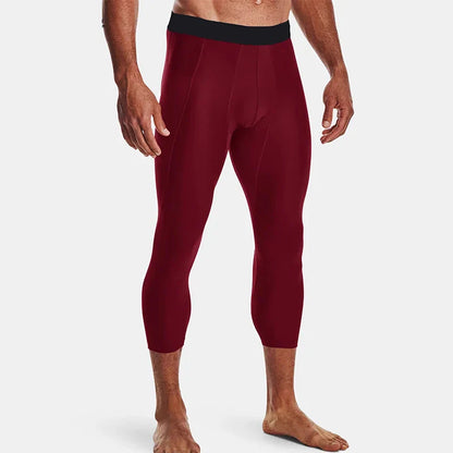 Men Compression 3/4 Leggings Sportswear Elastic Male Trousers Gym Tights Fitness Tracksuits Training Jogging Skinny Pants Men