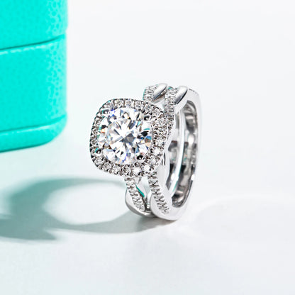 3ct D Color Moissanite Halo Engagement Ring 18k Gold Plated 925 Sterling Silver Bridal Rings Set for Girls Jewelry