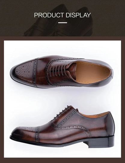 Luxury Mens Leather Wedding Shoes China Factory Hot Selling Handmade Genuine Men Formal Dress Shoes Lace-Up Classic Brogue Shoe