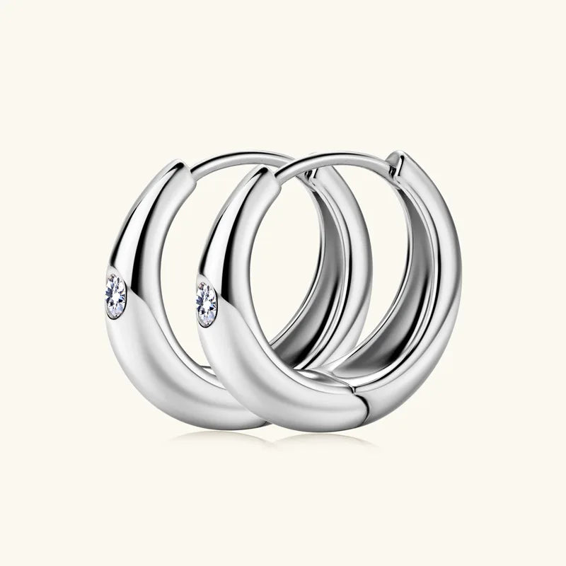 Premium Real 0.12cttw Moissanite Hoop Earrings for Women Girls S925 Silver Earring Party Fine Jewelry Small Ear Buckle Gift