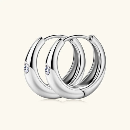 Premium Real 0.12cttw Moissanite Hoop Earrings for Women Girls S925 Silver Earring Party Fine Jewelry Small Ear Buckle Gift