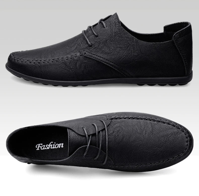 Men's leather shoes soft soles four seasons plus size casual leather shoes fashion trendy youth party Versatile driving shoes