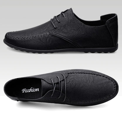 Men's leather shoes soft soles four seasons plus size casual leather shoes fashion trendy youth party Versatile driving shoes
