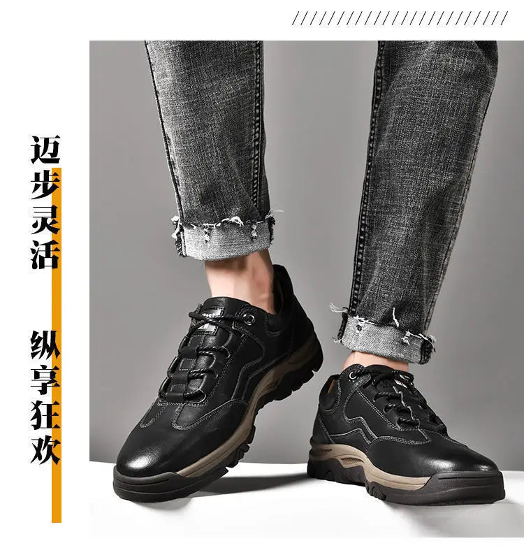 2024 Business Comfort Men's Shoes Simple versatile leather footwear Casual outdoor anti slip loafers male new comfortable flat