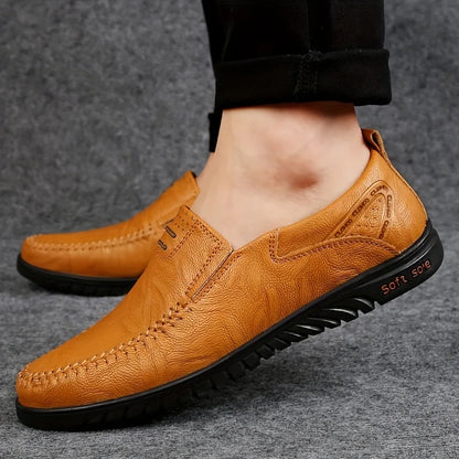 Men's Loafers Genuine Leather Flat Breathable Casual Shoes Handmade Slip on Driving Shoes Fashion Business Shoes