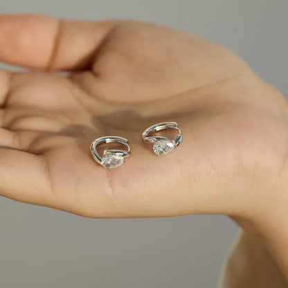 1.6cttw Waterdrop Moissanite Huggies Hoop Earrings with Certificates 925 Sterling Silver Pear Cut Diamond Earring for Women Men