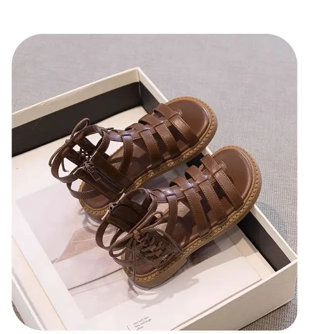 2026 Children Sandals High-top Kids Girls Sandals Baby Sandals High Quality Flat Cut-Outs Beach Sandals