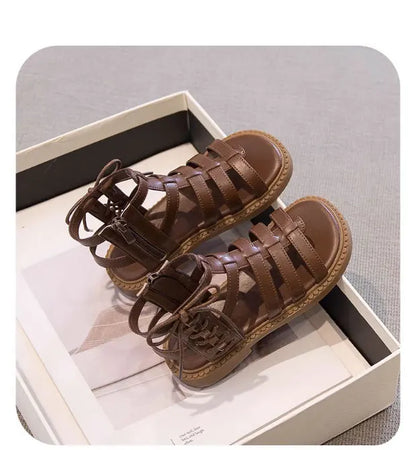 2026 Children Sandals High-top Kids Girls Sandals Baby Sandals High Quality Flat Cut-Outs Beach Sandals