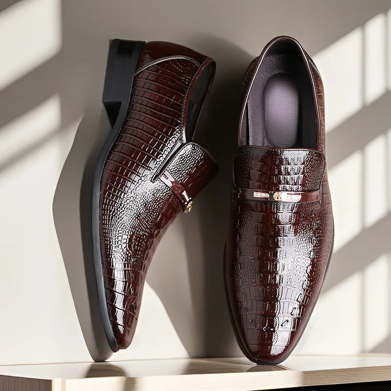 Classic Dress Shoes for Men Leather Shoes PU Crocodile Business Casual Formal Sneakers Plus Size Office Wedding Party Oxfords