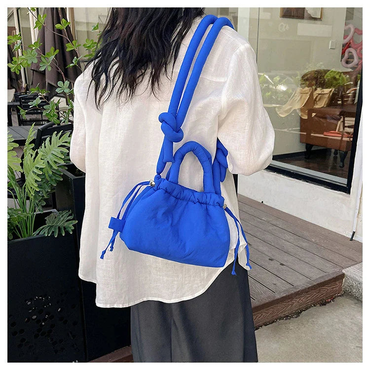 Women's Casual Single-shoulder Bag Large Capacity Nylon Backpack Women's Down Cotton Winter Tote Bag Portable Makeup Handbag