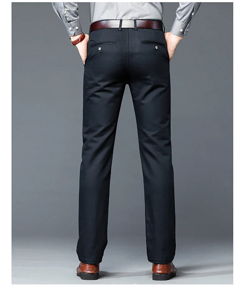 6 Colors Male Autumn Winter Casual Pants Chic Straight Formal Office Luxury Trousers Fashion Elastic Men Business Suit Pants