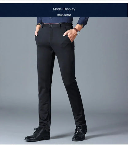 Stylish Black Dress Pants for Men Comfortable Casual Trousers Four-Season Korean Business Suit Pants Male Stretch Slim-Fit Pants