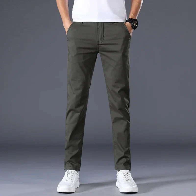 7 Colors Summer Thin Men's Casual Pants Stretch Cotton Slim Fashion Business Trousers High Quality Male Clothes