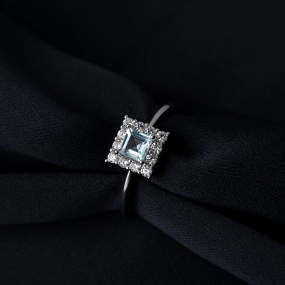 Square Natural Sky Blue Topaz 925 Sterling Silver Luxury Ring for Woman Daily Gemstone Fine Jewelry Birthday Gift