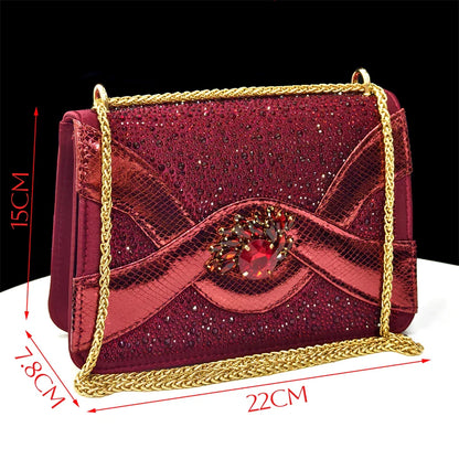 2025 Luxury Italian Women's Party Shoes & Handbag Set – Elegant Multicolor Rhinestone Peep-Toe High Heels Sandals for Weddings