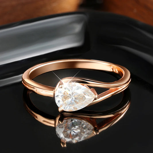 Pear Moissanite Rings for Women 1ct D Color VVS1 Diamond GRA Certified Solid 925 Silver Plated 18k Gold Engagement Ring