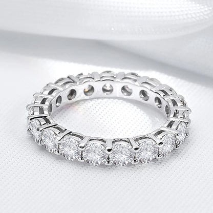 2-5mm Full Moissanite Ring for Women Sparkling Wedding Eternity Bands 100% S925 Sterling Silver Jewelry Classic Ring
