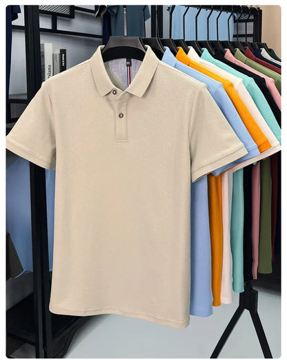 100% pure cotton high-end short sleeve polo shirt men's summer fashion new breathable Korean business casual golf brand T-shirt