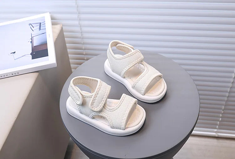 Summer Boy Casual Lightweight Cloth Vamp Beach Shoes Student Outdoor Girls Sandals Breathable Daily Platform Flat Sandals I05073