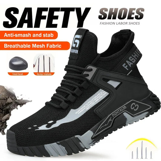 Fashion Safety Protection Footwear Steel Toe Safety Boots for Men Anti-Smash Puncture-Proof Work Shoes Indestructible Boots Male