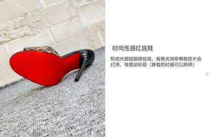 New 12cm fashionable high-heeled patent leather leopard print slippers with sexy open toed sandals, reversed size, 33-46
