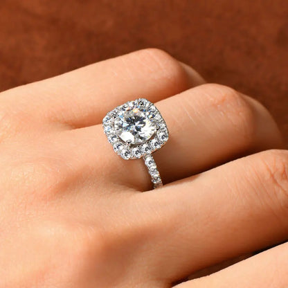 8mm 2ct Moissanite Halo Ring Certified 925 Sterling Silver Engagement Rings For Women Girls Wedding Party Jewelry Gift