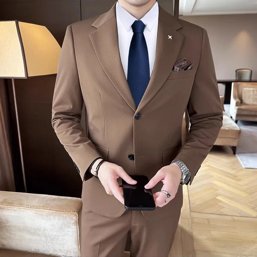 Terno Masculino Casual de Escritório Noivo Casamento Blazer Calça Social