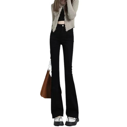 Women's Autumn Winter Petite Bell-bottom Pants